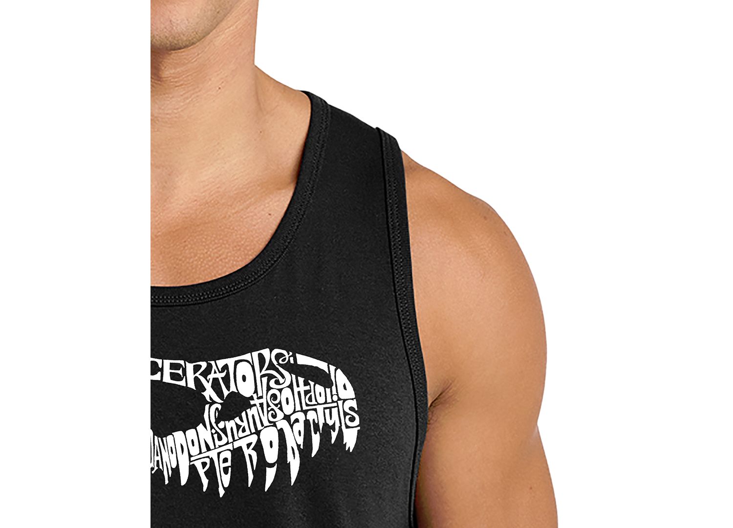 Men's T-Rex Skull Word Art Graphic Tank Top