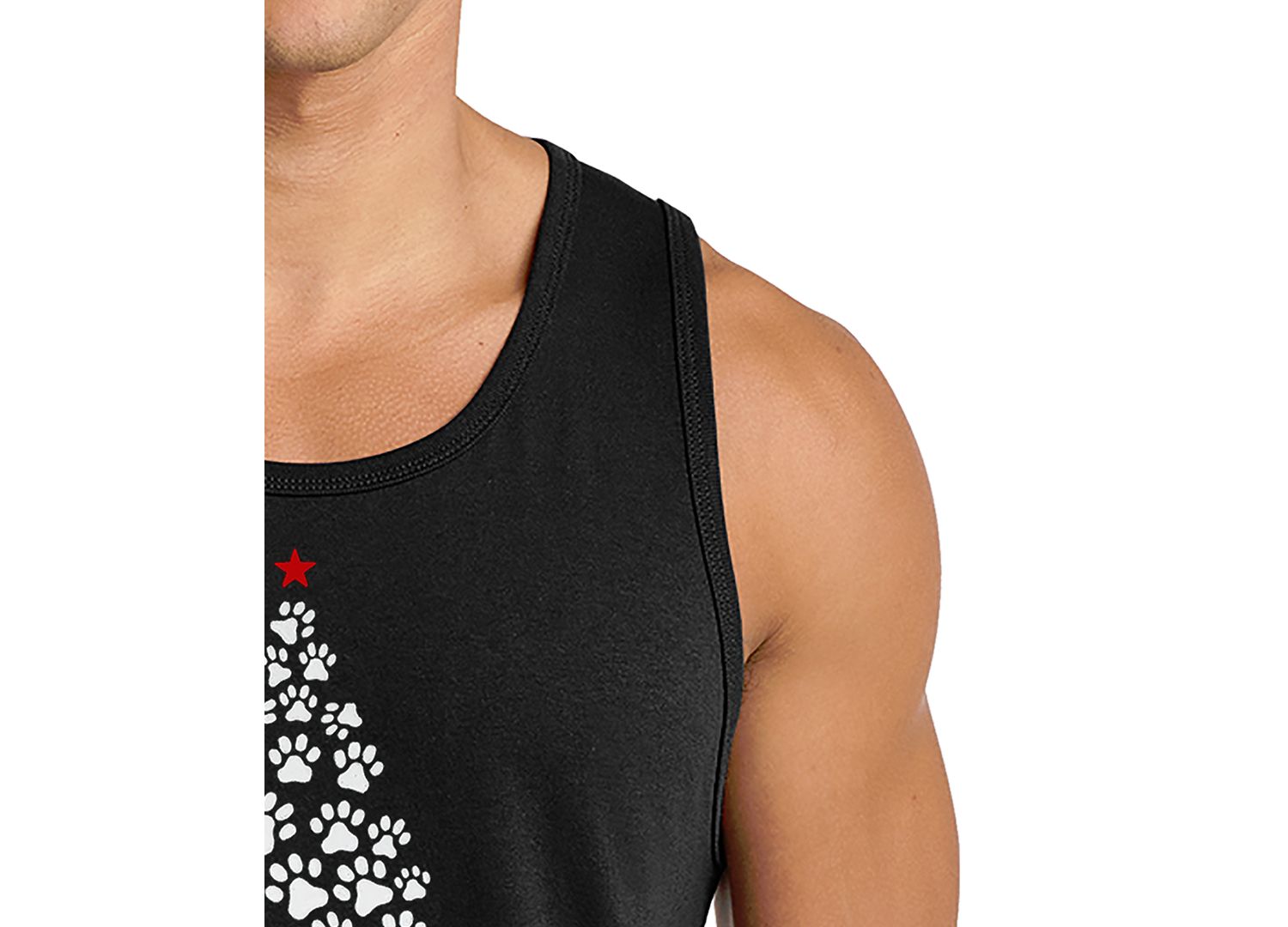 Men's Christmas Tree Paws Word Art Graphic Tank Top