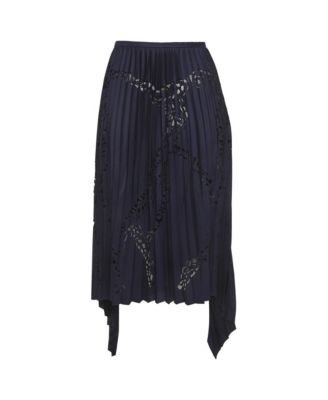Women's Laser Cut Plisse High Low Hem Skirt