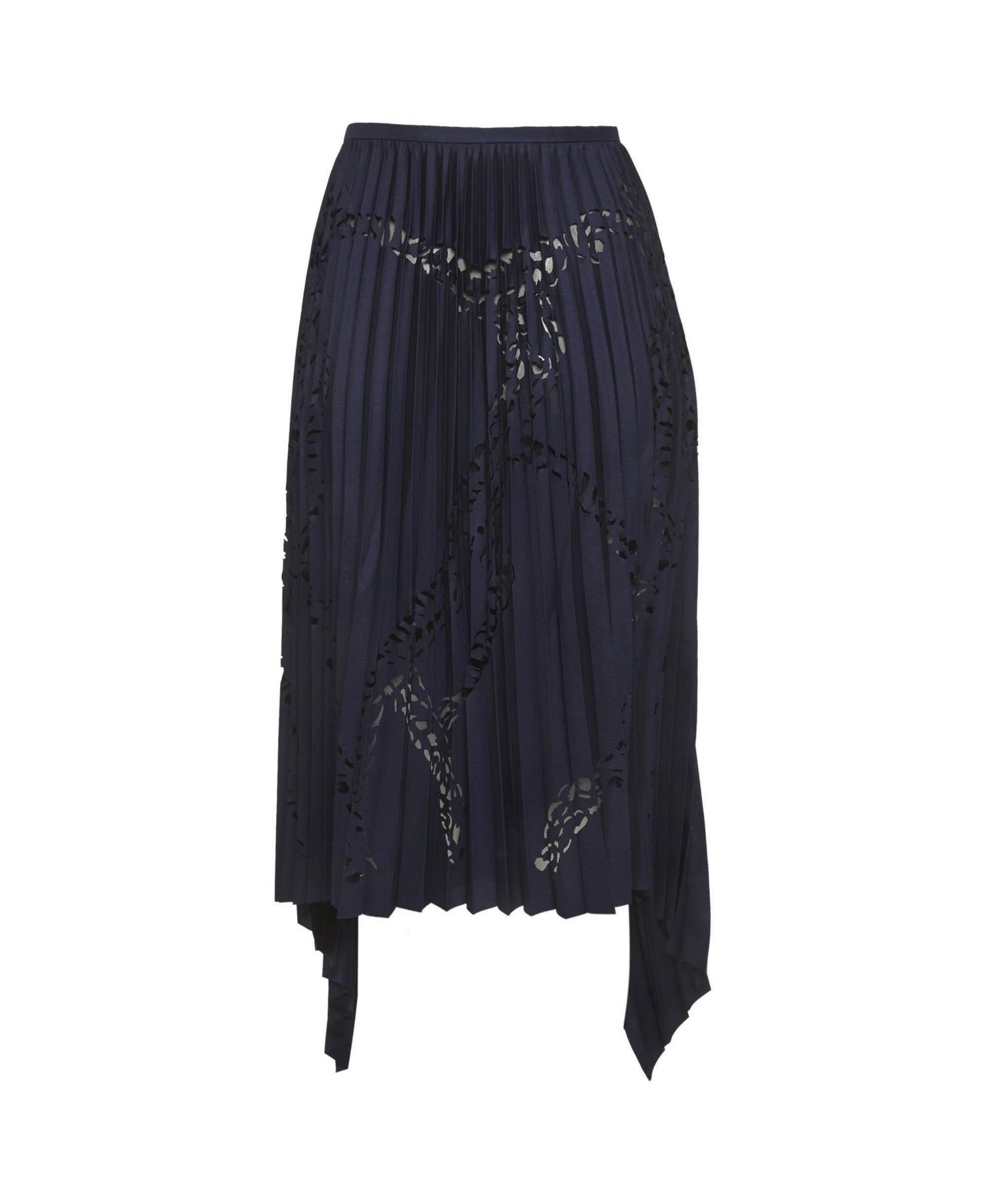 Women's Laser Cut Plisse High Low Hem Skirt