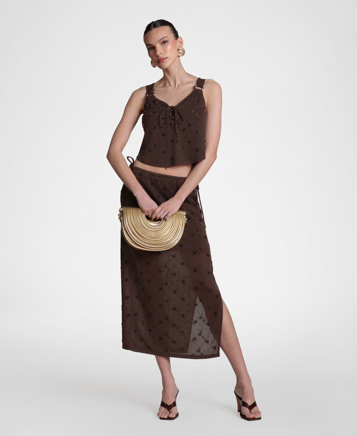 Women's Embellished Sweater Midi Skirt