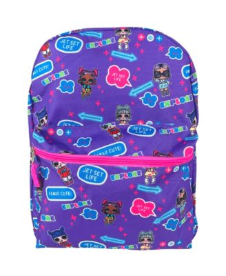 L.O.L. Surprise Dolls All Over Print Backpack With Pocket, 16" Inch