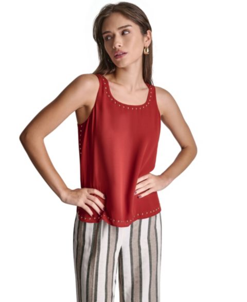 Женский топ BCBG Sleeveless Studded, цвет: Ржавый