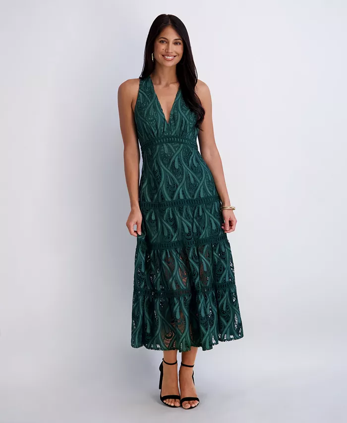 Women’s Heavy Lace Halter Tiered Dress