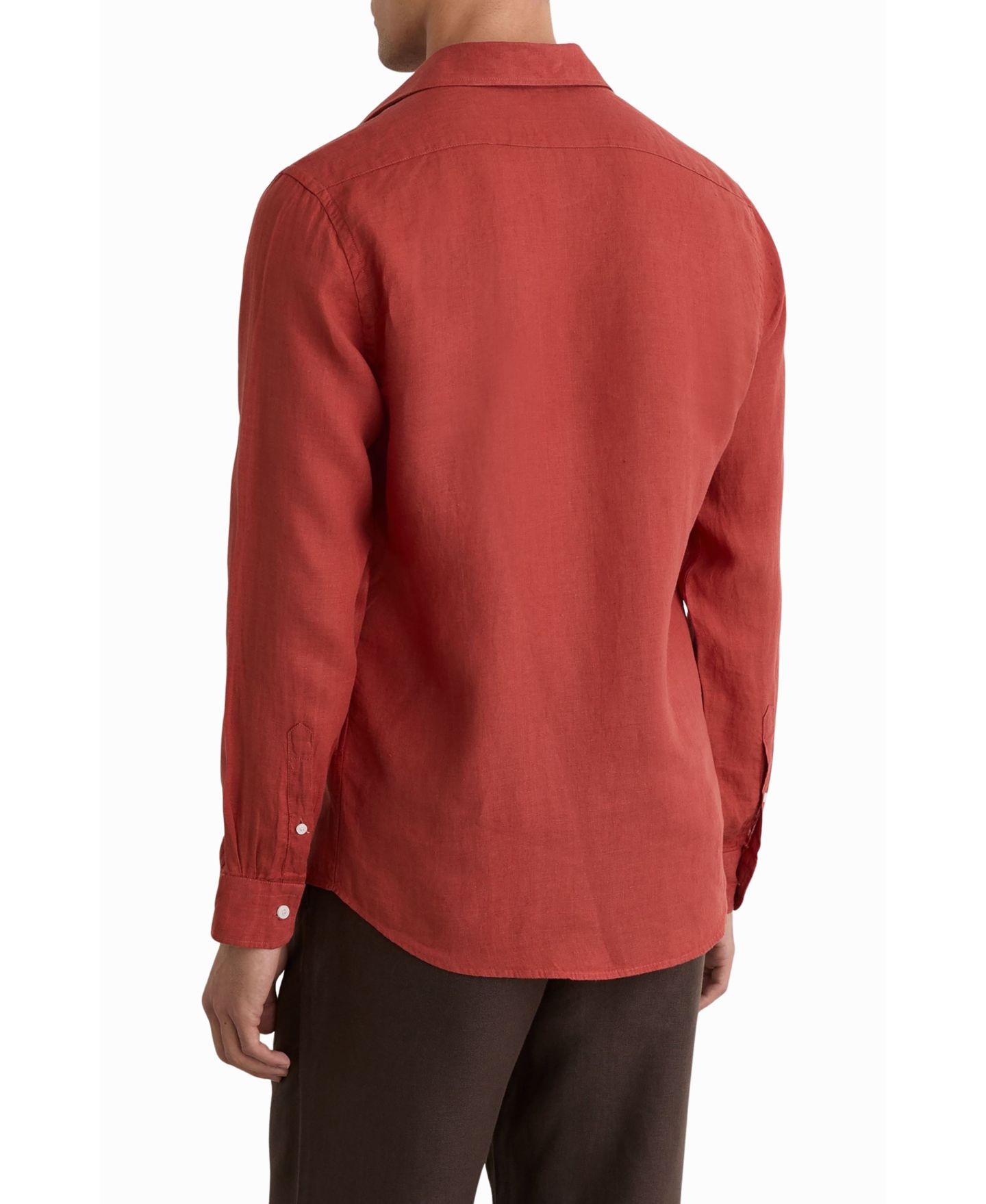 Мужская рубашка REISS Ruban Linen Cutaway Collar Regular Fit, цвет: Кирпичный красный — фото 2