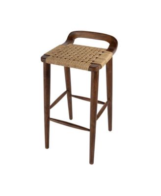 Luna 30 in. Seat Height Wood and Jute Woven Low Back Counter Stool