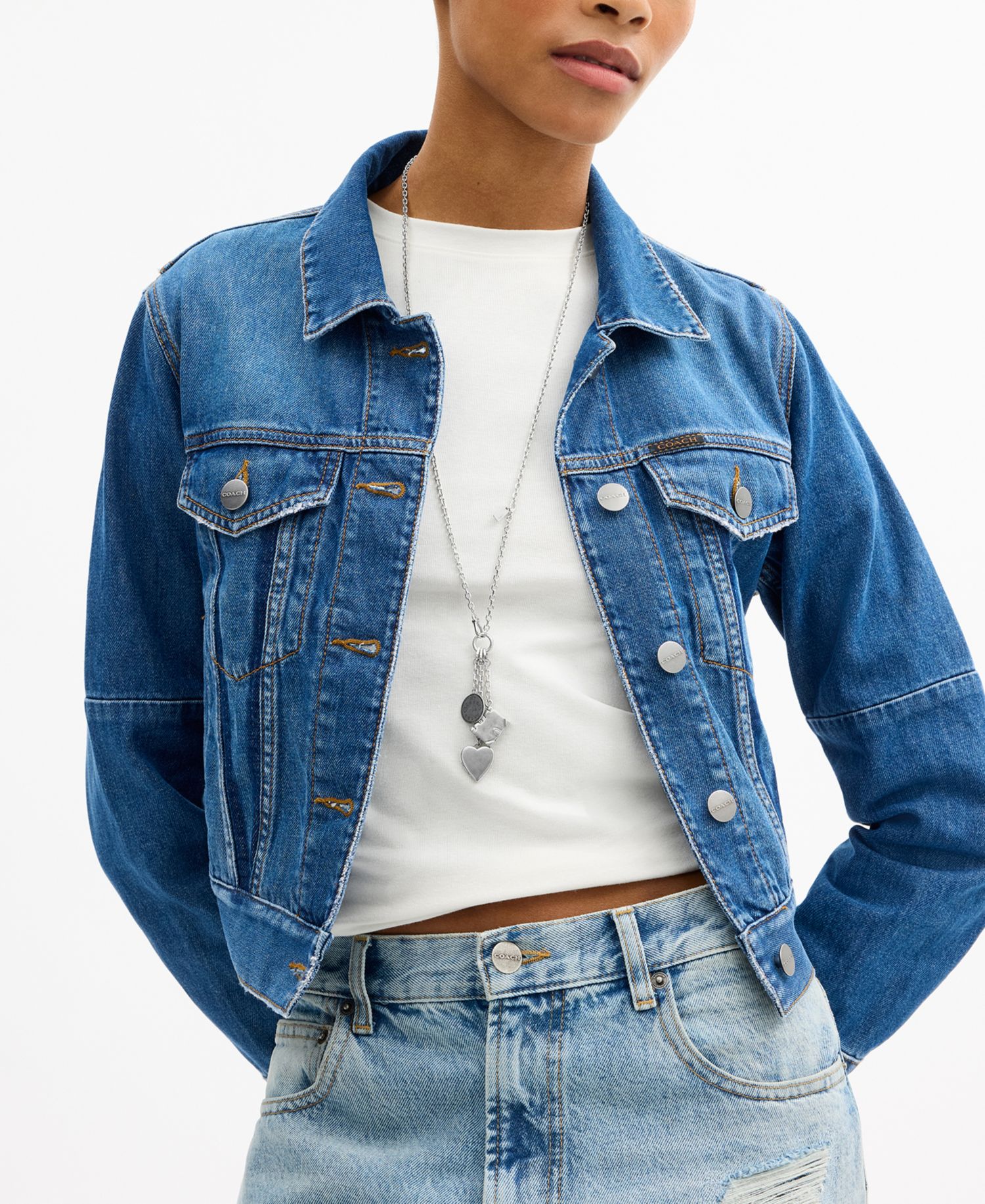 Silver Runway Heart Charm Necklace