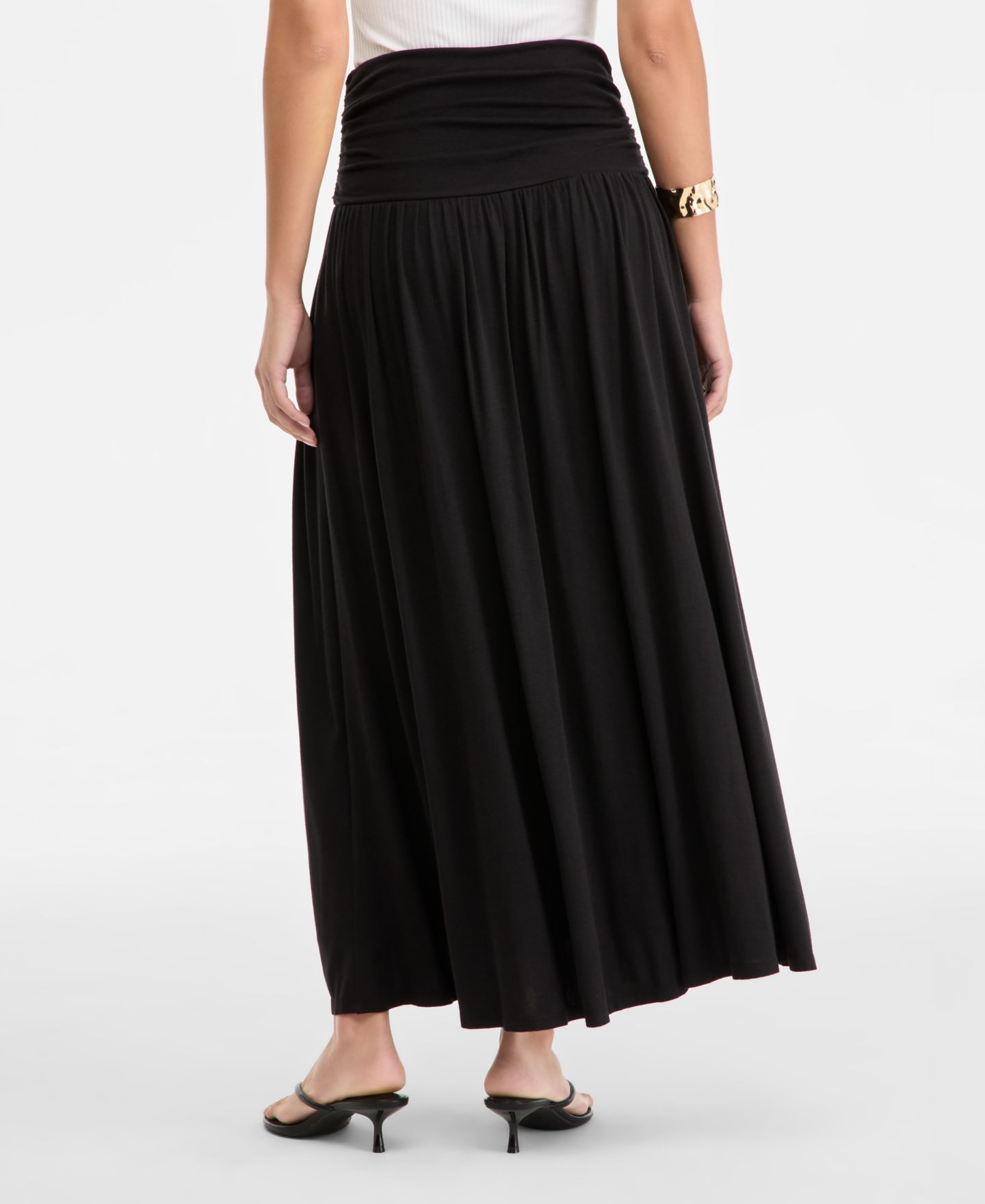 Женская юбка I.N.C. International Concepts Ruched-Waist Maxi, цвет: Глубокий чёрный — фото 3