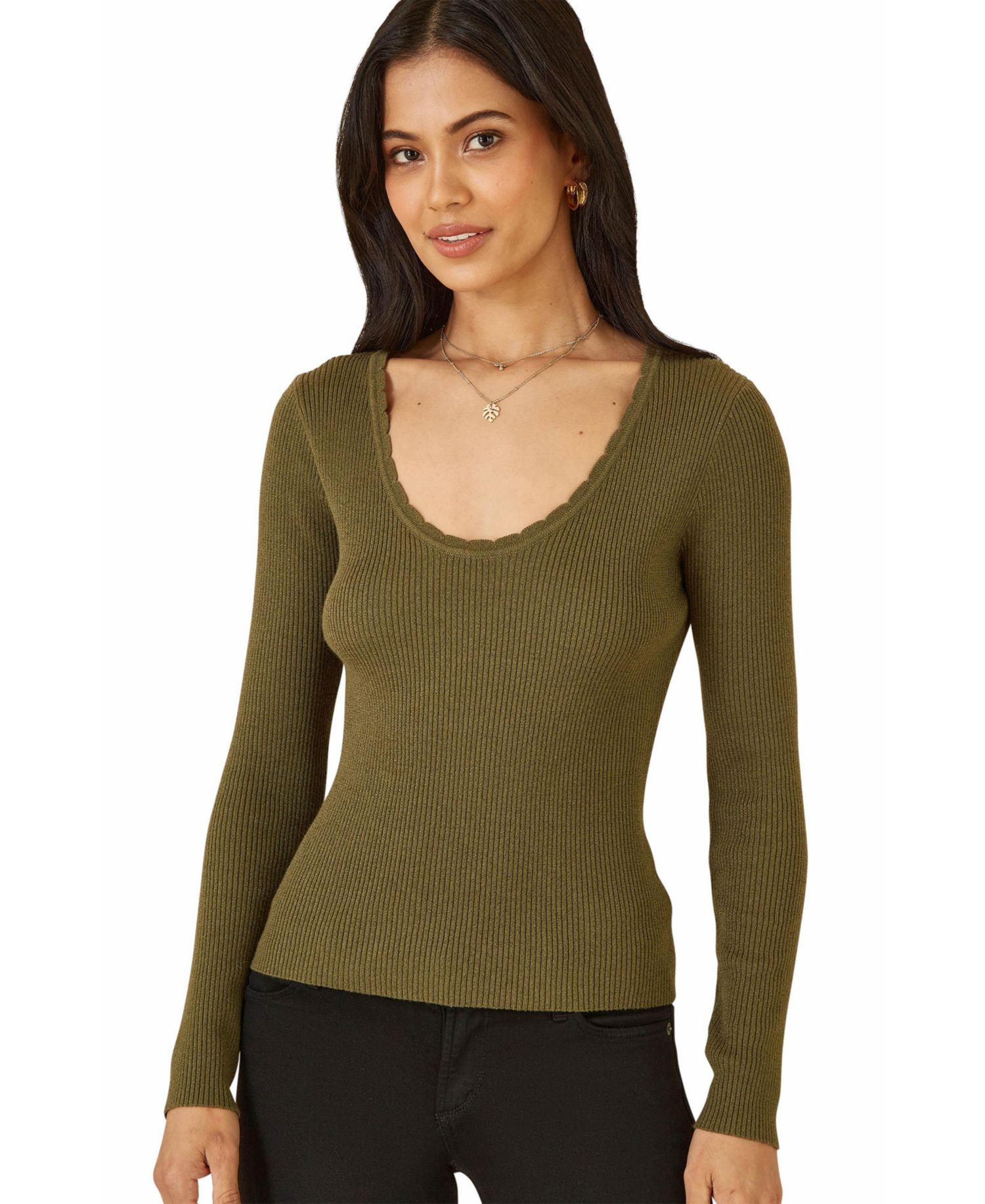 Women's Metallic Knitted Ribbed Top