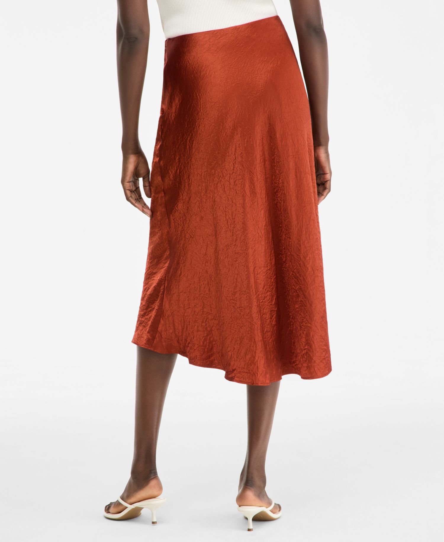 Women's Satin Ruched Midi Skirt