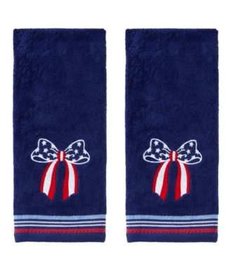 Americana Bow Embroidered 2-Piece Hand Towel Set