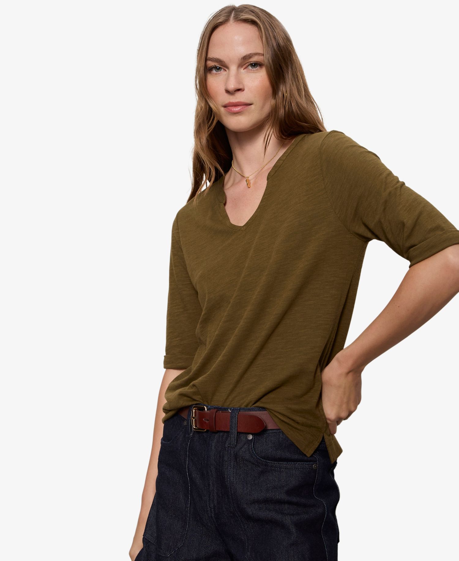 Petite Notch-Neck T-Shirt