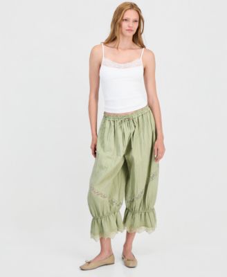 Women's Lace-Trim Balloon Pants