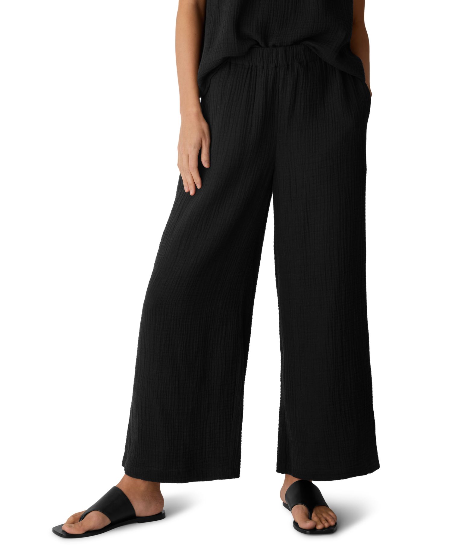 Women's Cotton High-Rise Wide-Leg Pants