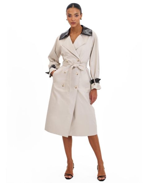 Женские куртки Miss Circle Umber Oyster Double-Breasted Lapel Trench Coat