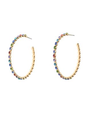 Nicole Miller Gold-Tone Multicolor Glass Stones Hoop Earrings - GoldMulti 28$