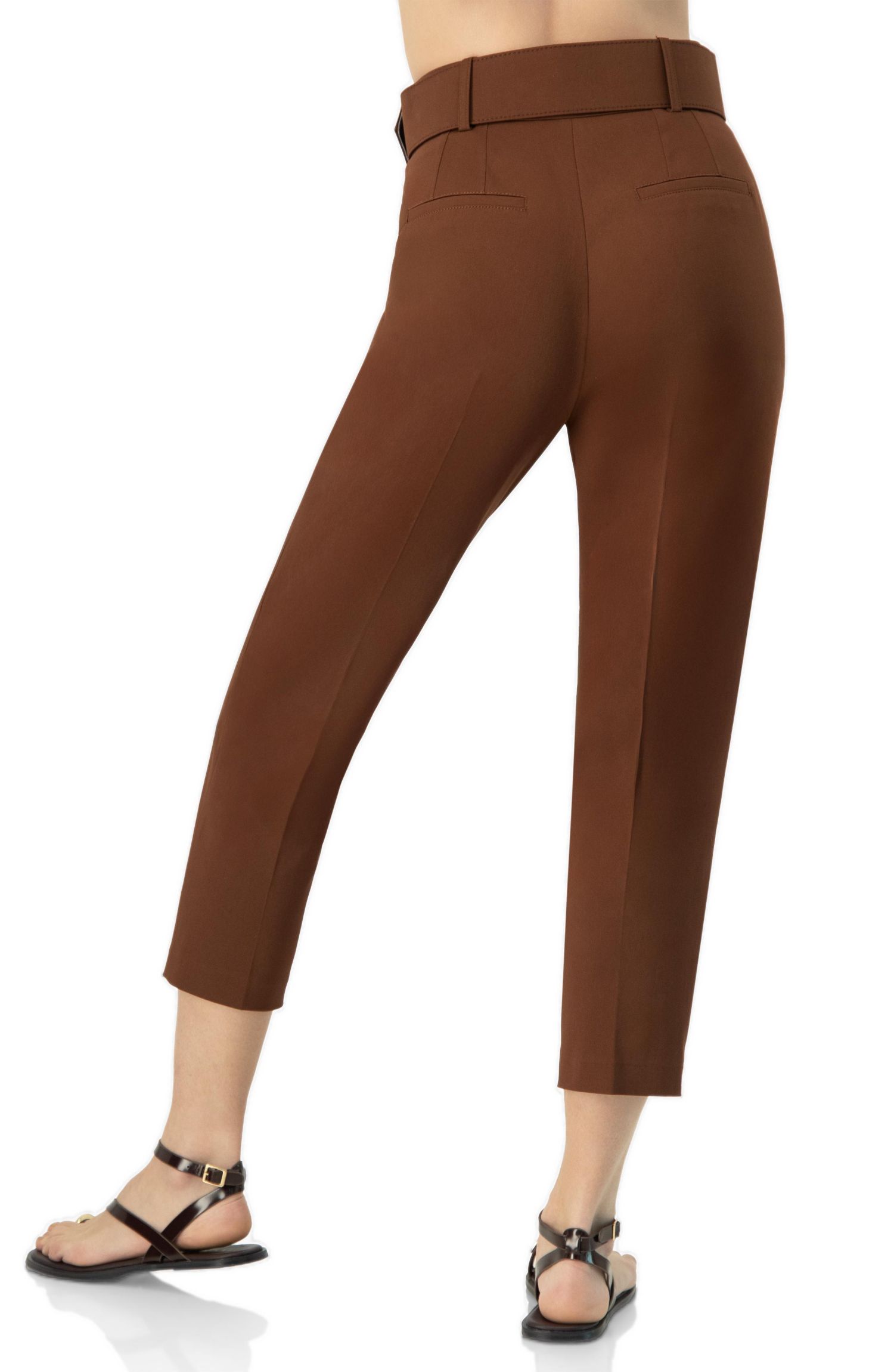 Women's Straight-Leg Gabardine Pants with Belt