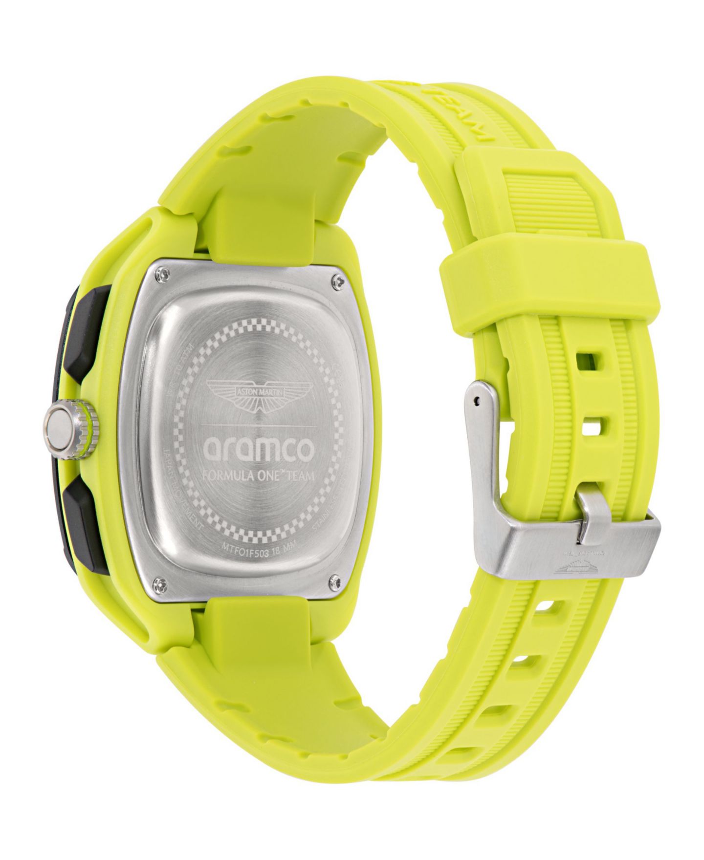 Мужские часы Aston Martin F1 OVR Chronograph Date Quartz Light Green Silicone 44mm — фото 2