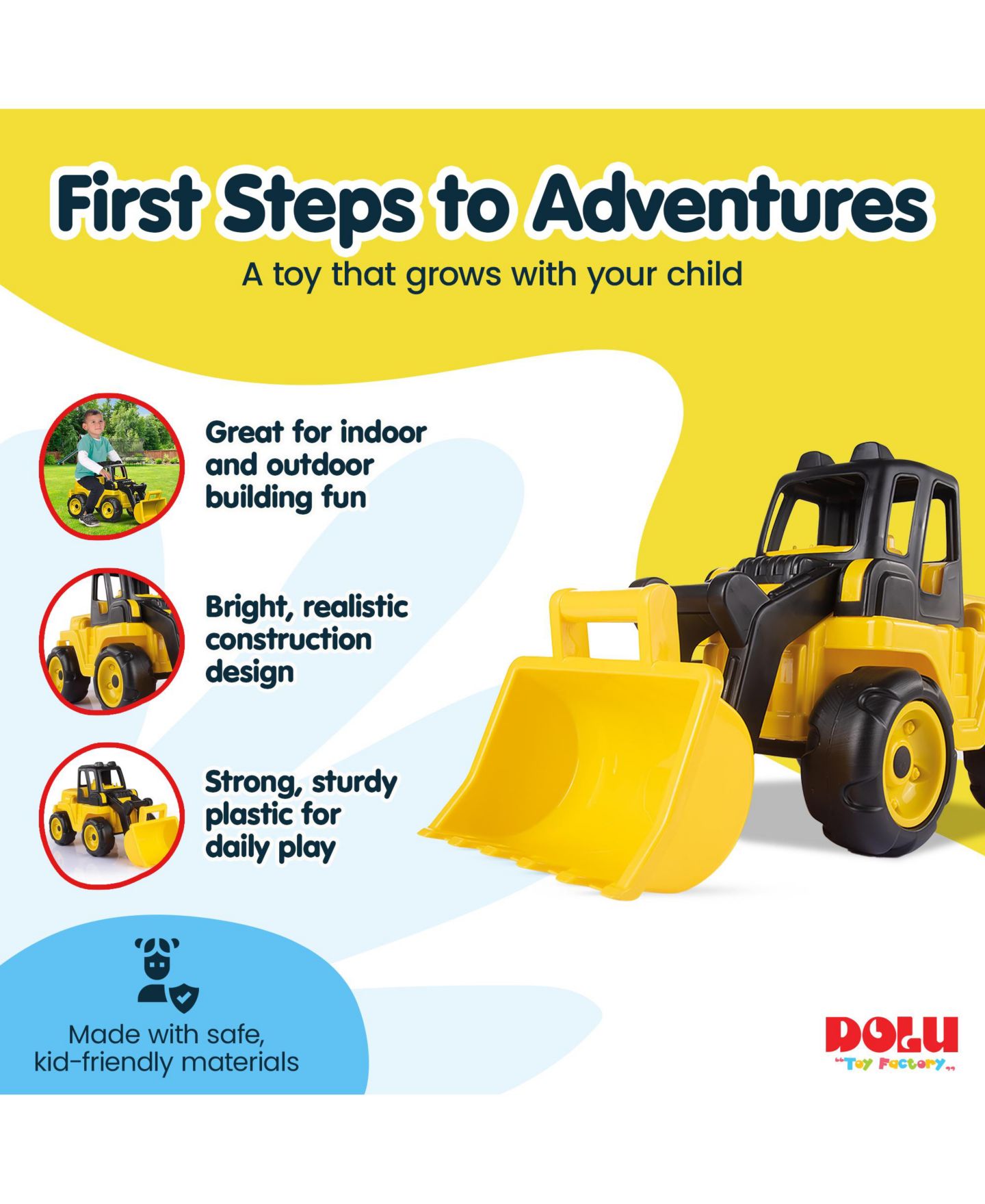 Детская игрушка Dolu Excavator Super Loader Construction Toy Truck Vehicle, Kids Ages 3+, цвет: Разноцветный — фото 9