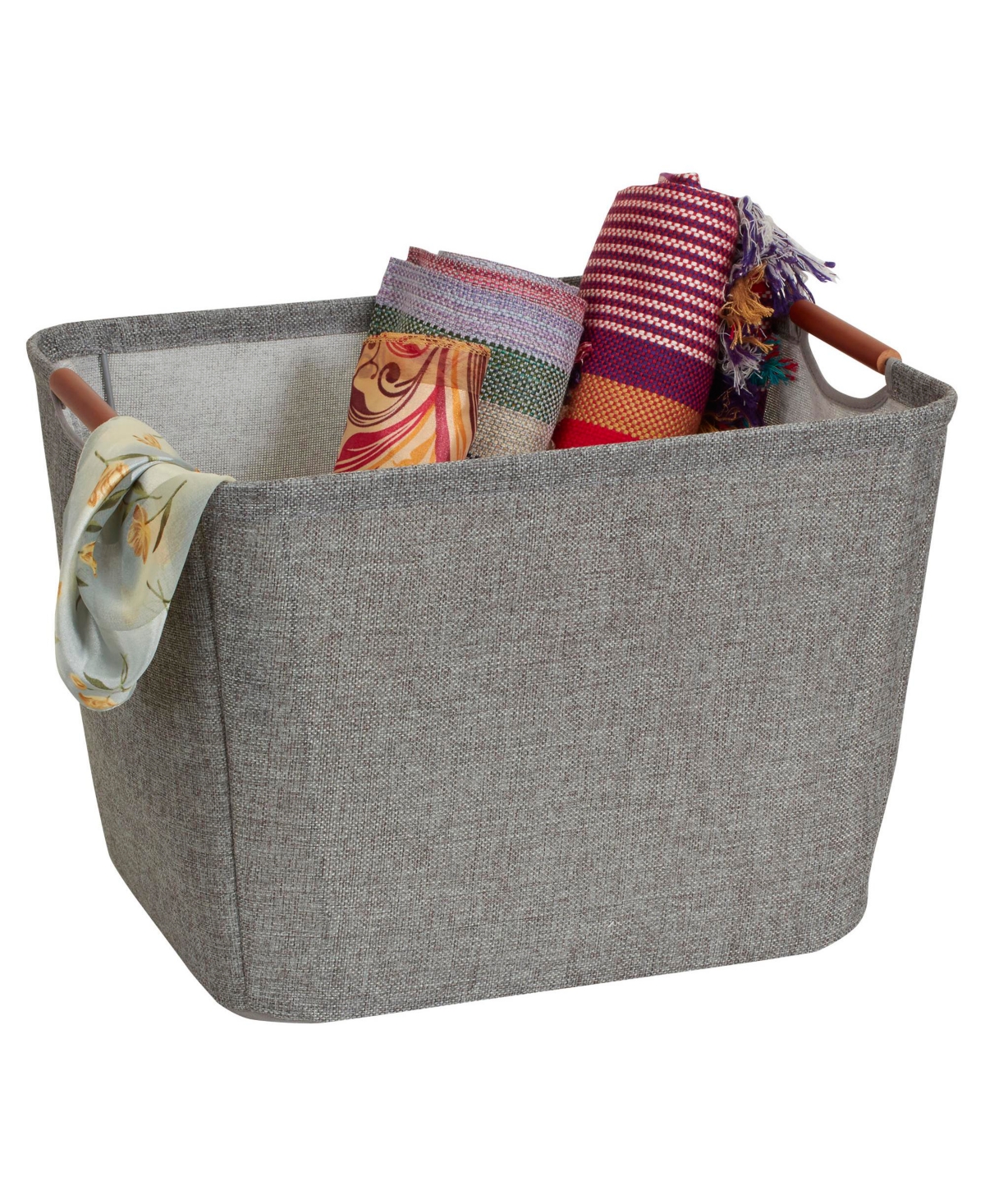 Household Essentials Medium Tapered Soft-Side Storage Bin with Wood Handles