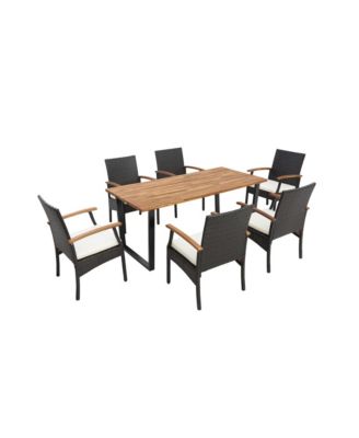 7 Pieces Rattan Patio Dining Set with Umbrella Hole