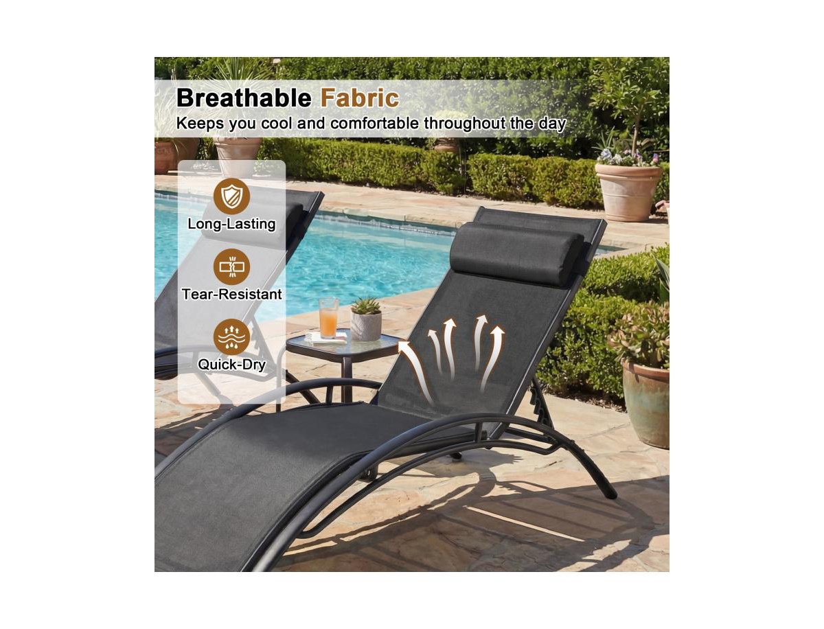 Boyel Living Patio Chaise Lounges Set of 2 Outdoor Recliner with 5-Position Backrest