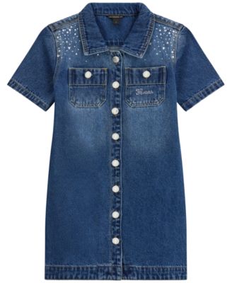 Girls' 7-16 Denim Short-Sleeve Dress