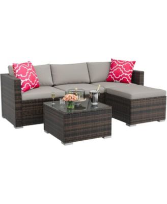 5-Piece All-Weather PE Rattan Outdoor Sectional Sofa Set