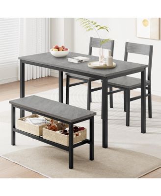 Dining Table Set for 4, Modern Kitchen Table with Chairs and Bench