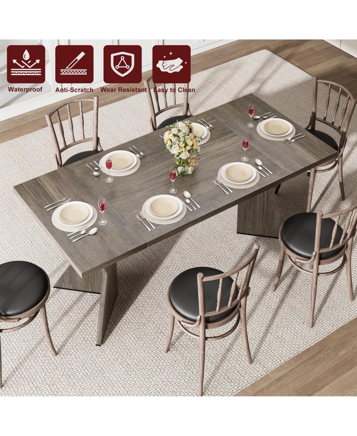 gaomon 71 Inch Rectangular Dining Table for 6