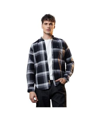Men's Onyx Pixelated-Check Relaxed Shirt