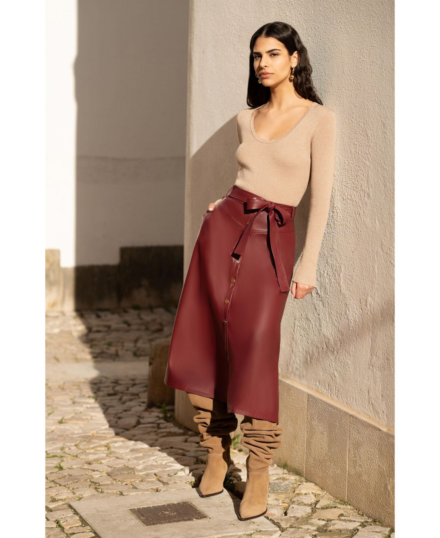 Women's Metallic Knitted Ribbed Top