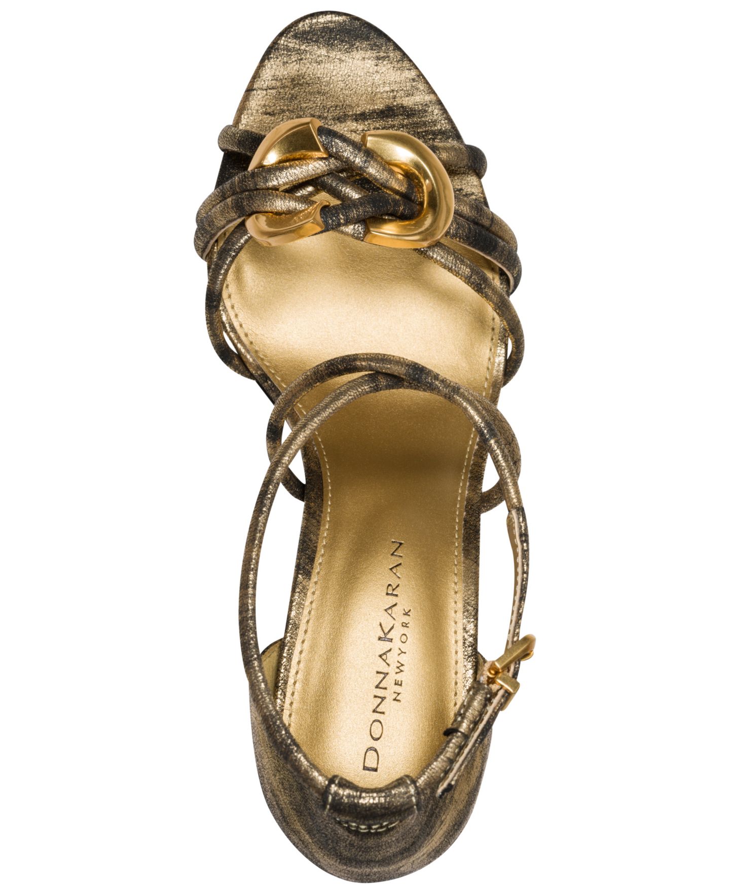 Женские сандалии Donna Karan New York Sarah Strappy Dress Sandals, цвет: Чёрный / Золотой — фото 4