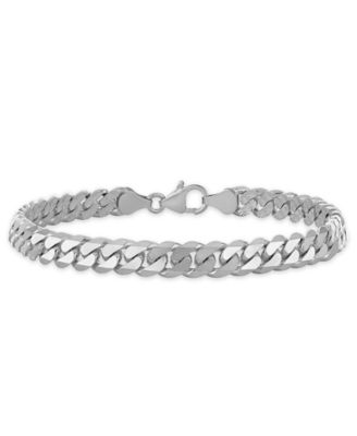 Men's Starburst Diamond-Cut Cuban Link Chain Bracelet in Sterling Silver