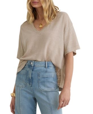 Women's Linen V-Neck T-Shirt