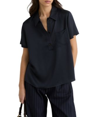 Women's Silk Half-Button Short-Sleeve Shirt