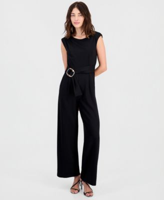 Women's Buckle-Belted Sleeveless Jumpsuit