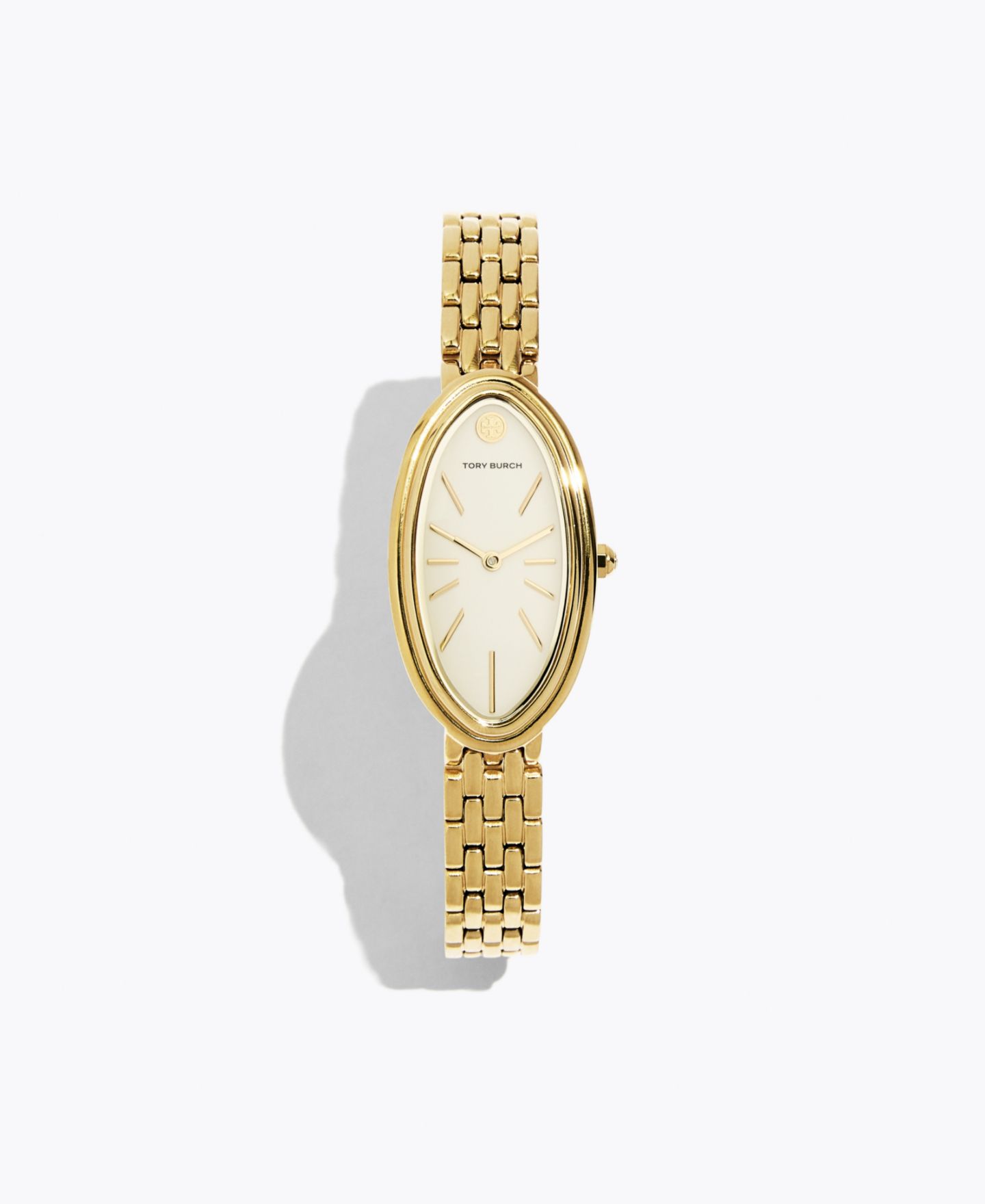 Женские часы Tory Burch The Oval Elongated Quartz Two-Hand Gold Stainless Steel Watch, 22mm — фото 8
