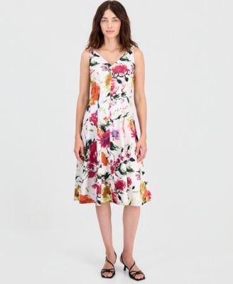 Women's Printed Sleeveless Fit & Flare Dress