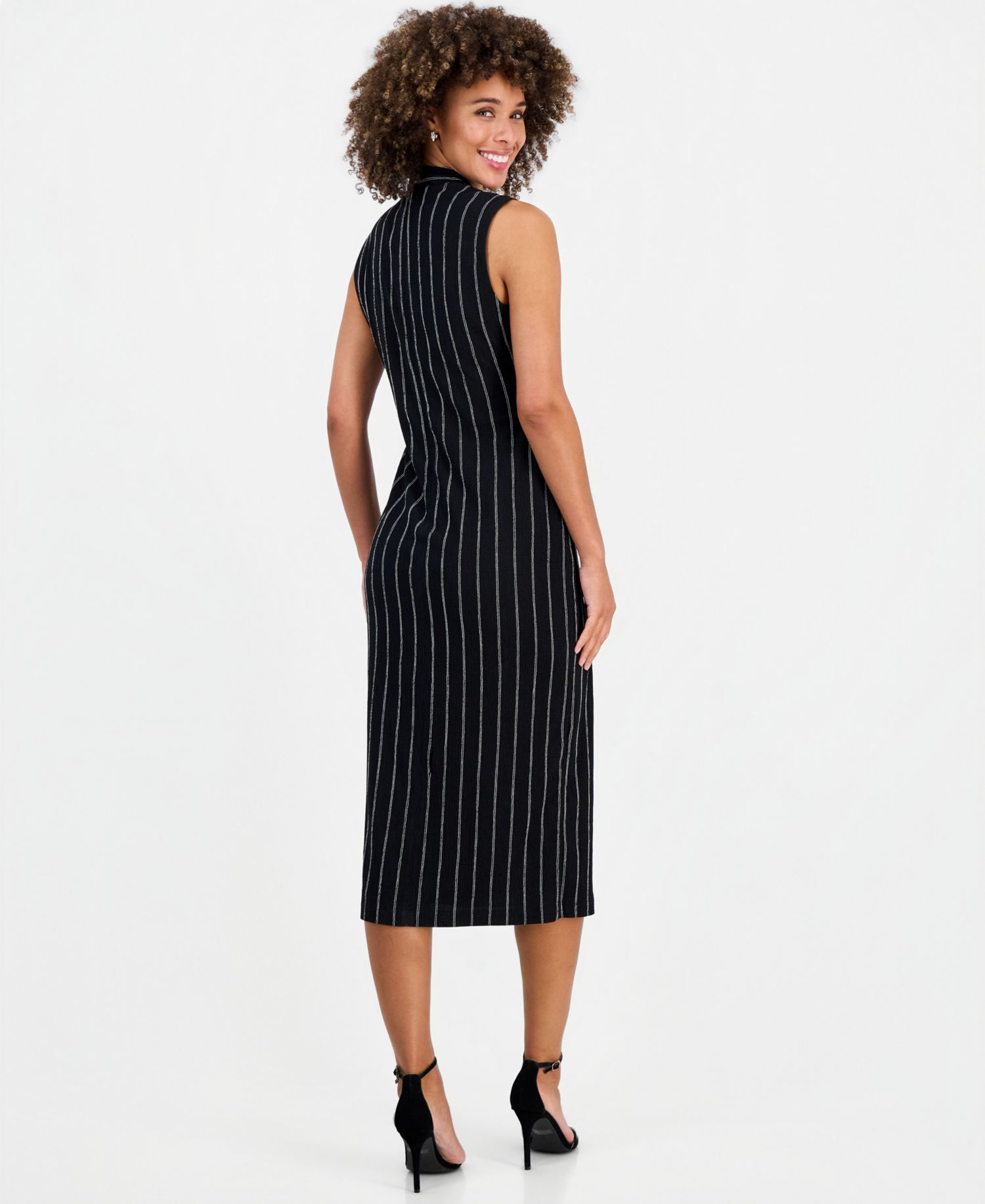 Women's Wrap-Front Sleeveless Midi Dress
