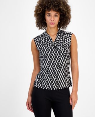 Women's Cowl-Neck Cap-Sleeve Blouse 