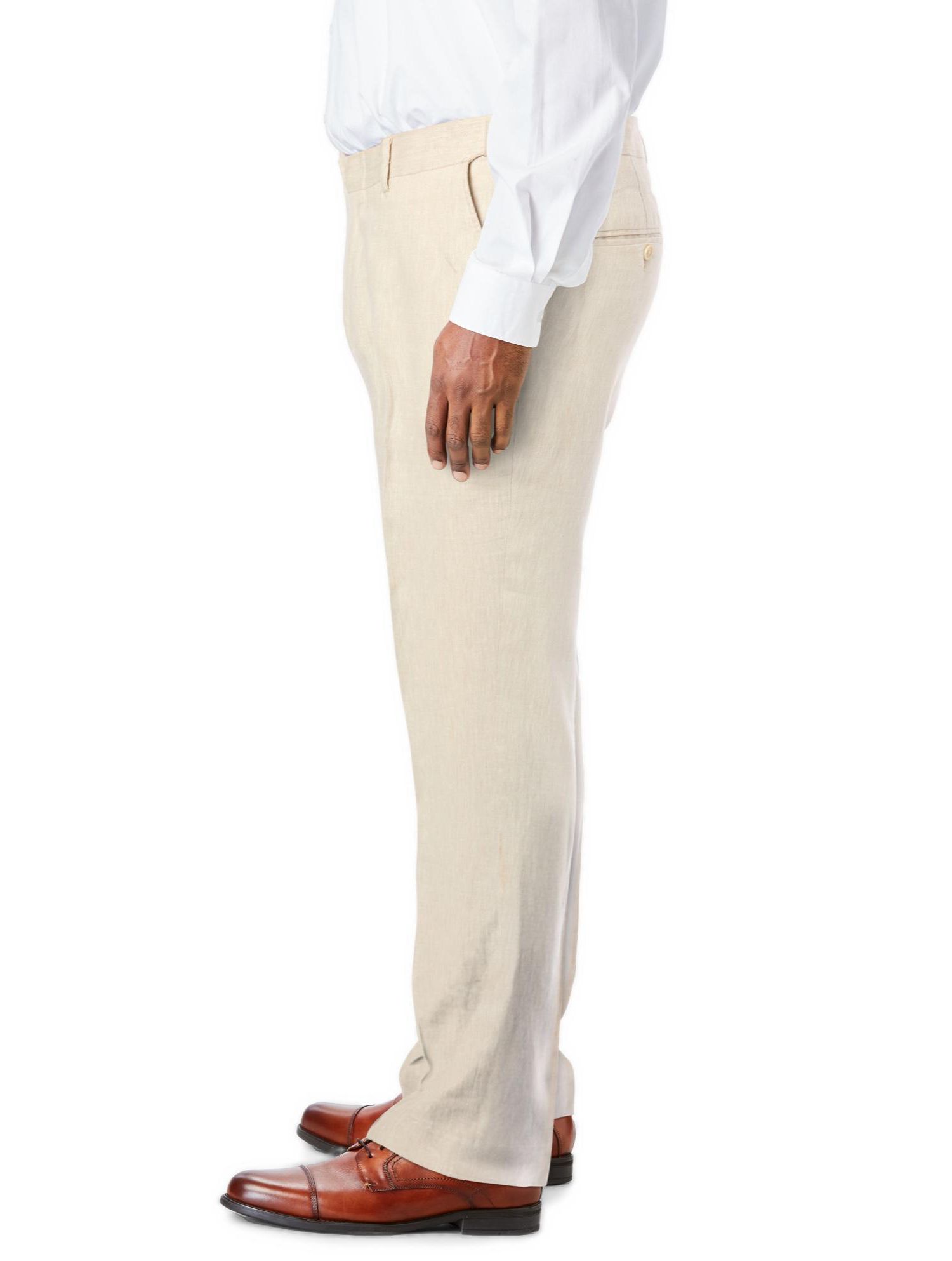 Men's Linen Blend Plain Front Dress Pants