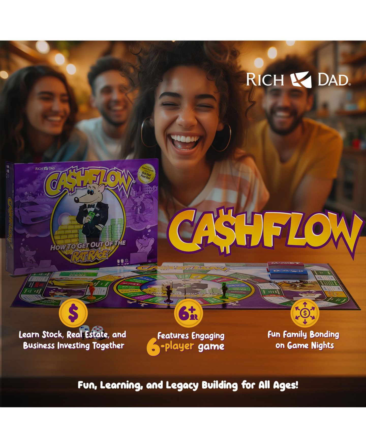 Детская настольная игра Rich Dad Cashflow Strategic Investing Educational Board Game, Ages 14+ — фото 7