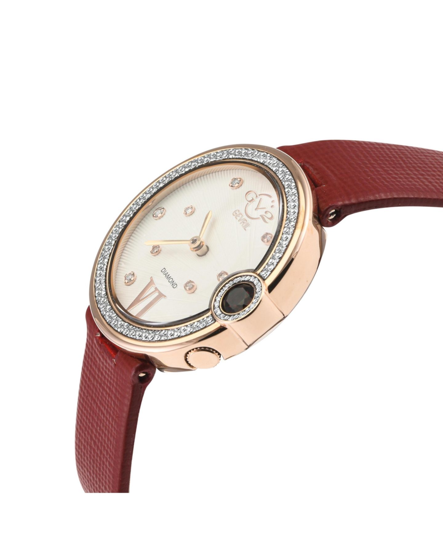 Женские часы GV2 by Gevril Perugia Swiss Quartz Diamond Hand made Italian saffiano leather Strap Watch — фото 3