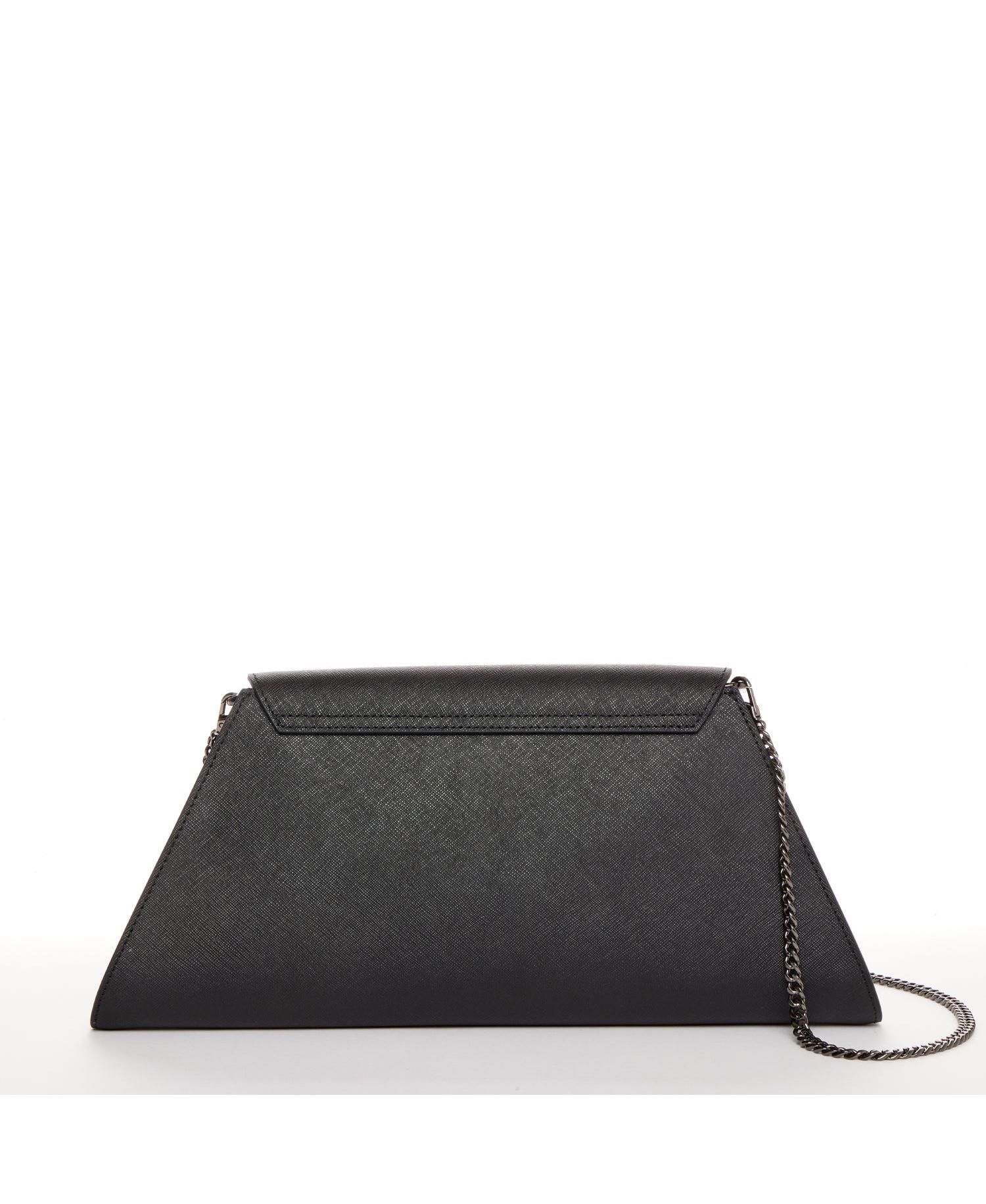 Womens Saffiano Leather Envelope Clutch Purse Crossbody Evening Bag with Chain Strap Elegant Handbag