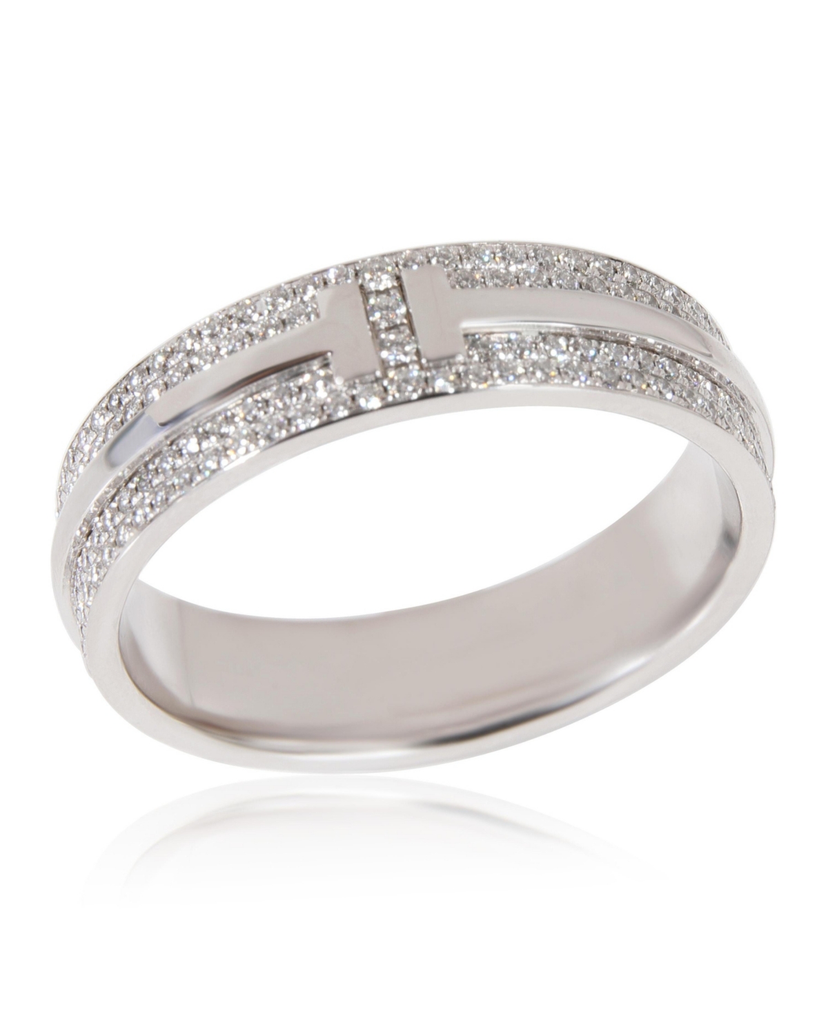 Pre-Owned Tiffany & Co Tiffany T Wide Diamond Ring in 18k White Gold 0.57 Ctw