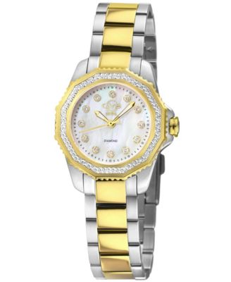 Women's Cortina Swiss Quartz Diamond Two tone IPYG/SS Stainless Steel Bracelet Watch