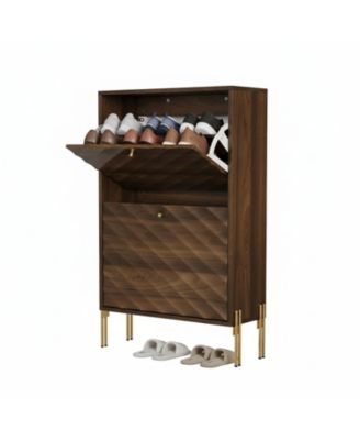 Shoe Cabinet Entryway Narrow Storage Solid Wood Adjustable Shelves Modern Minimalist Compact Organizer