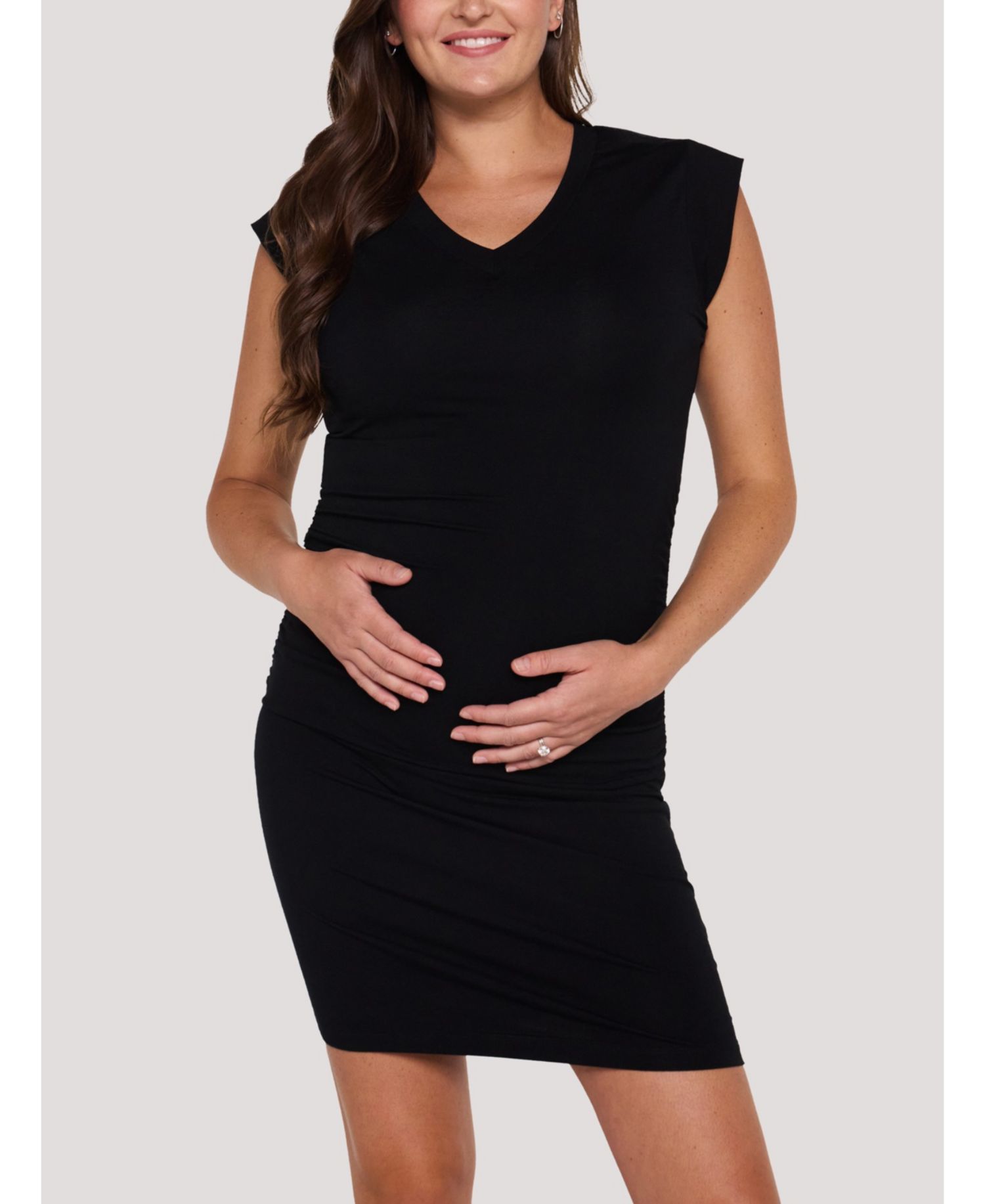 Women's Motherhood Muscle Sleeve V-Neck Mini Dress