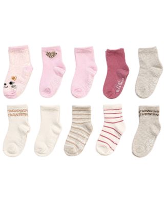 Toddler Boys' and Girls' 2T-4T Grippers Socks, 10-Pack